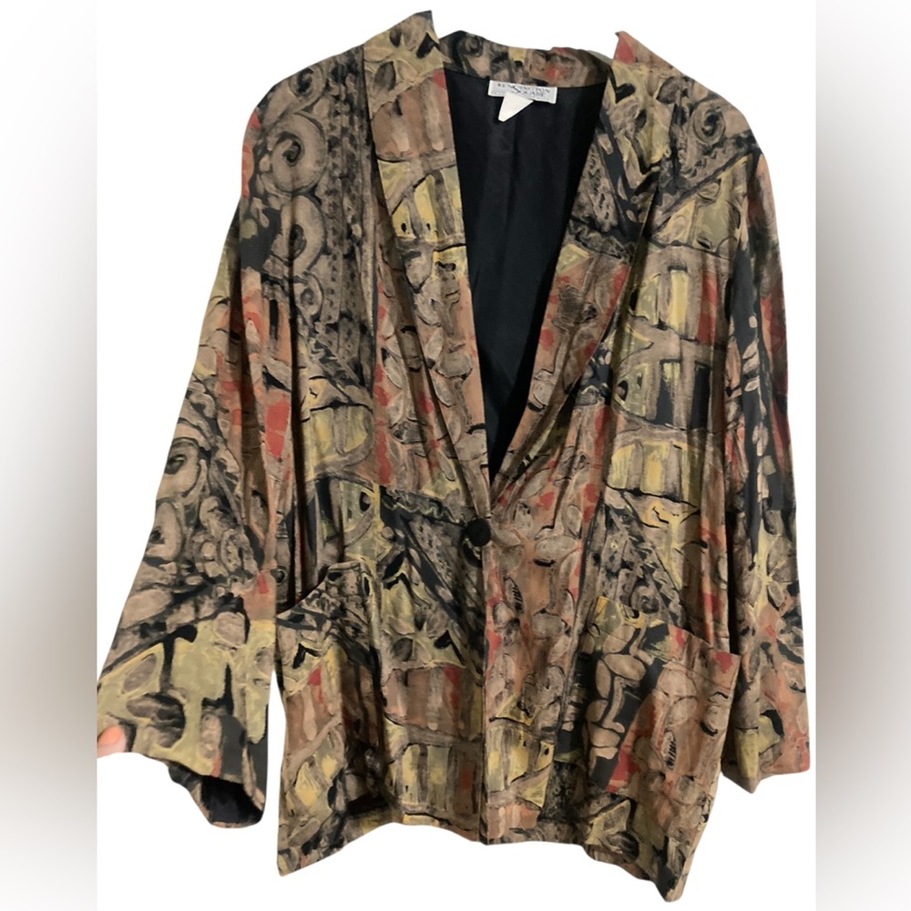 VTG Kensington Square Vintage Blazer with Multicolor Abstract Print- size L